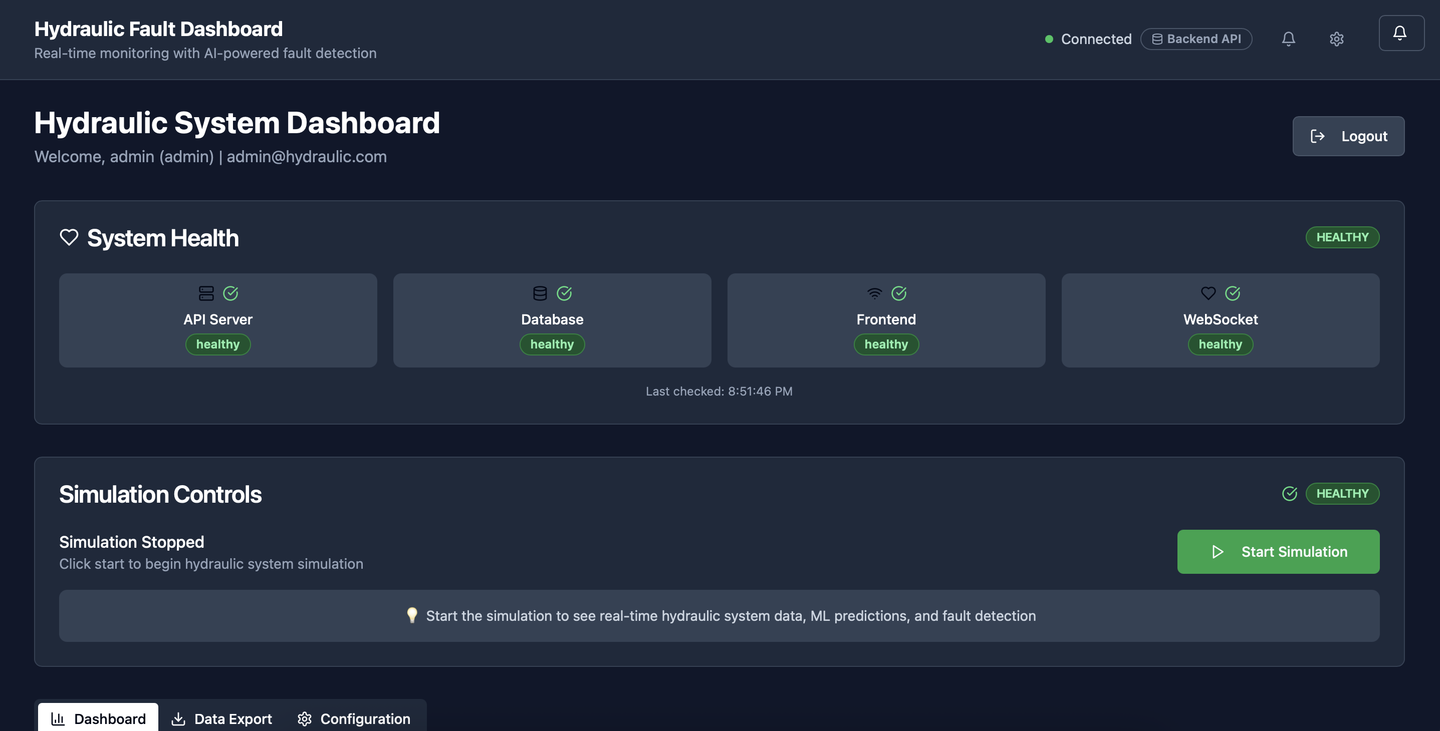 Hydraulic Systems Fault Detection Dashboard
